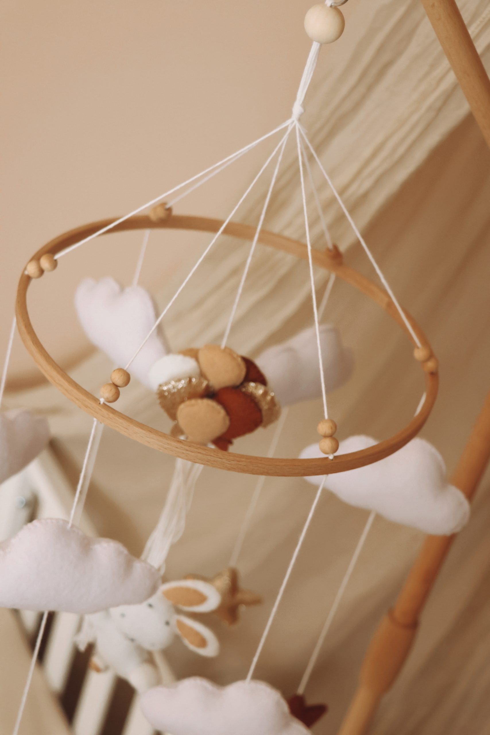 Handmade Bunny baby mobile  bordeaux