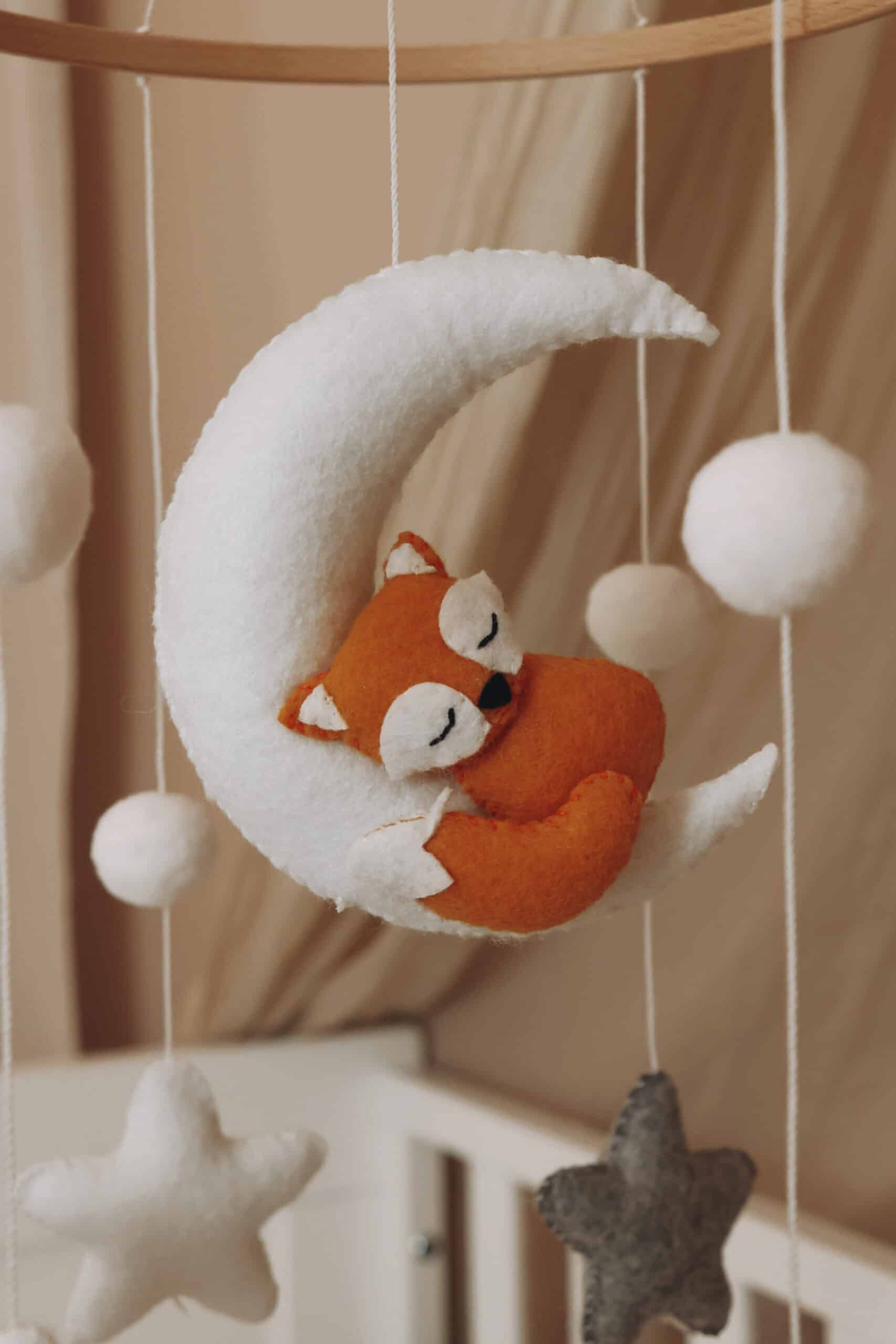 Handmade Sleepy fox baby mobile