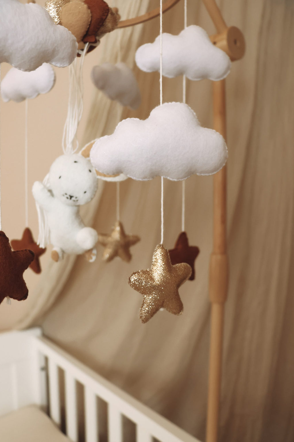 Handmade Bunny baby mobile  bordeaux