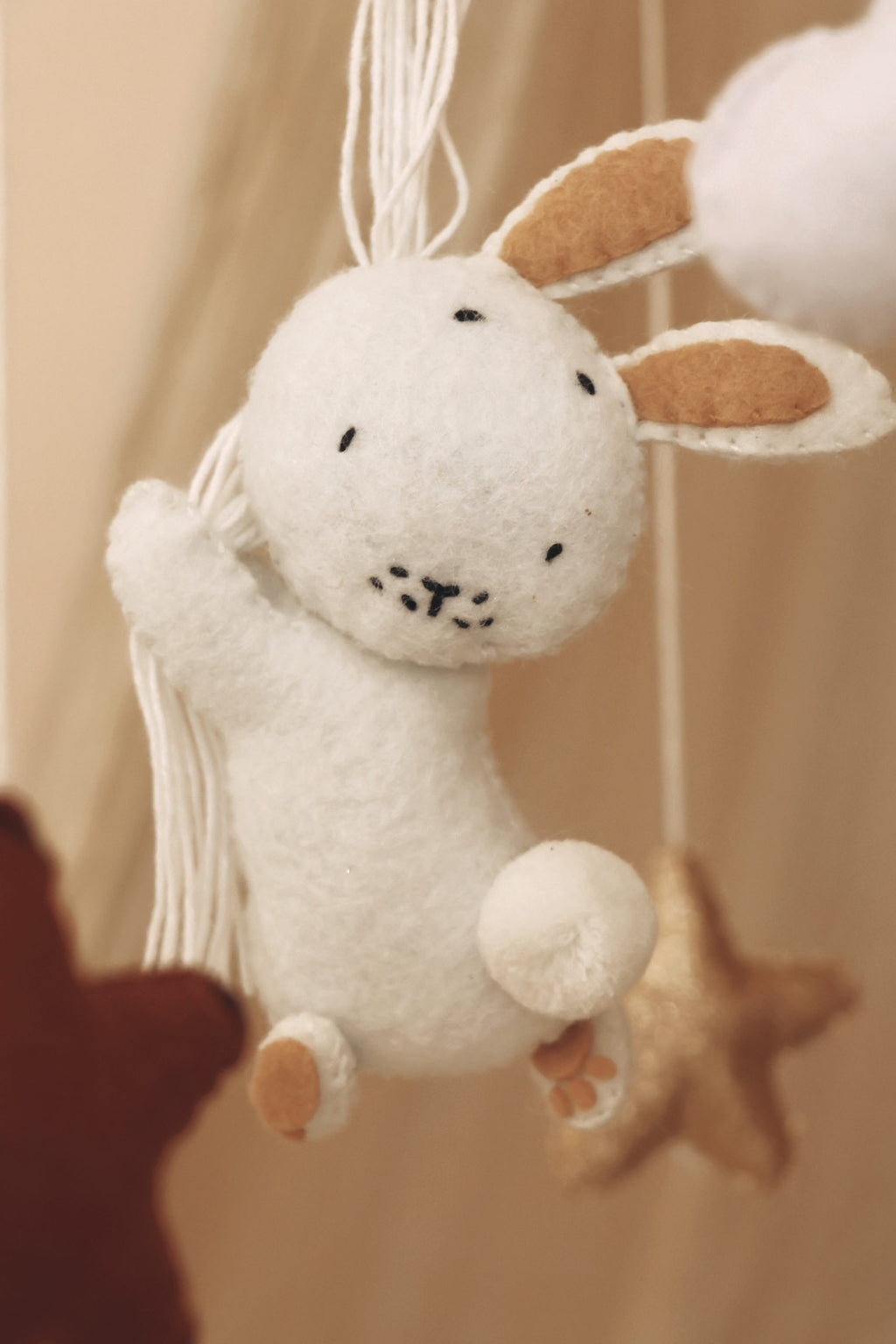 Handmade Bunny baby mobile  bordeaux
