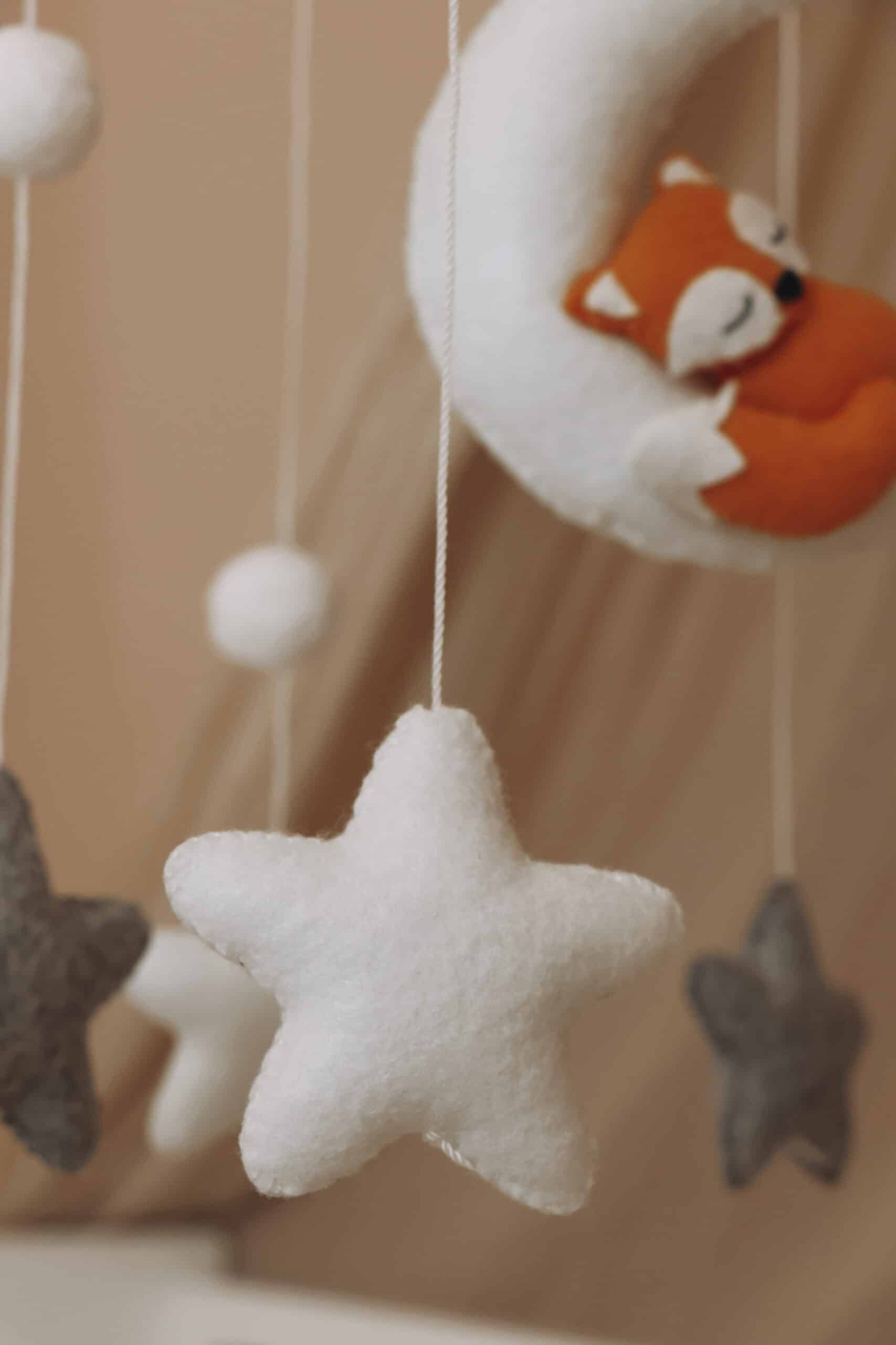 Handmade Sleepy fox baby mobile
